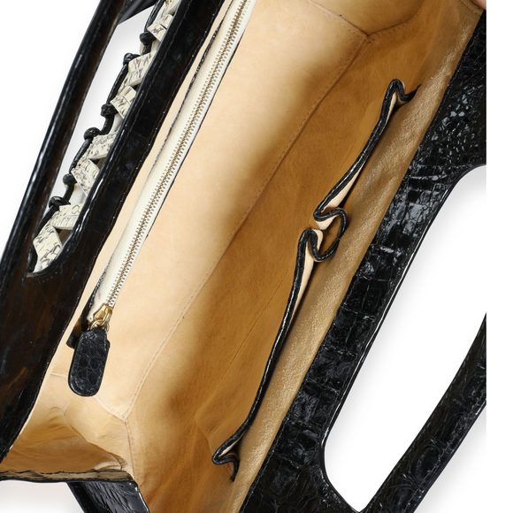 Nancy Gonzalez Black Croc & Python Woven Top Handle Bag - Picture 7 of 7